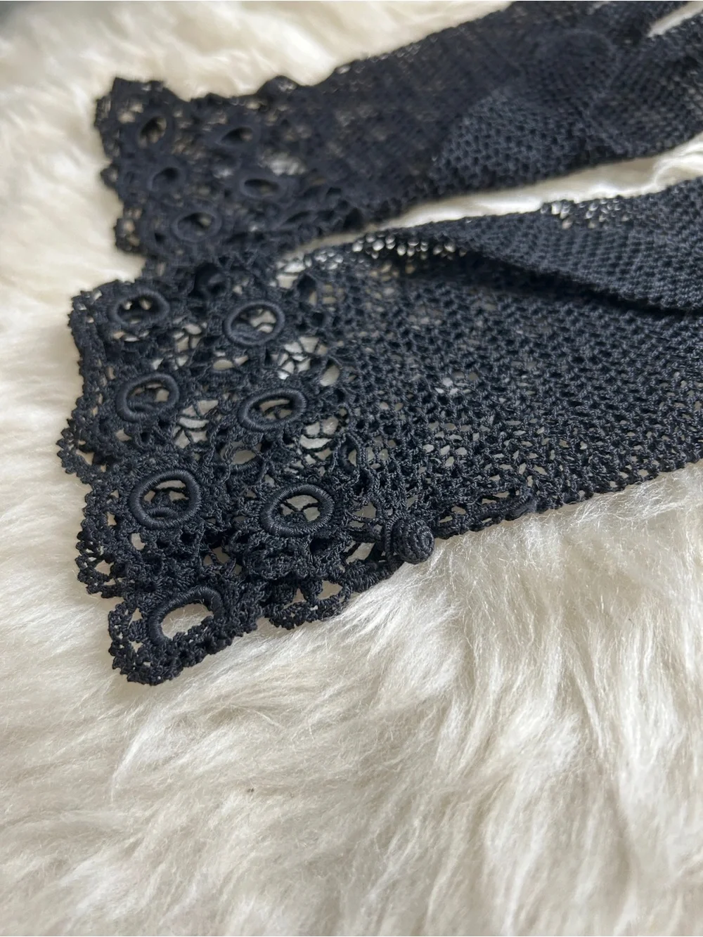 Vintage Handmade Black Lace Crochet Gloves - Elegant Women's Accessory